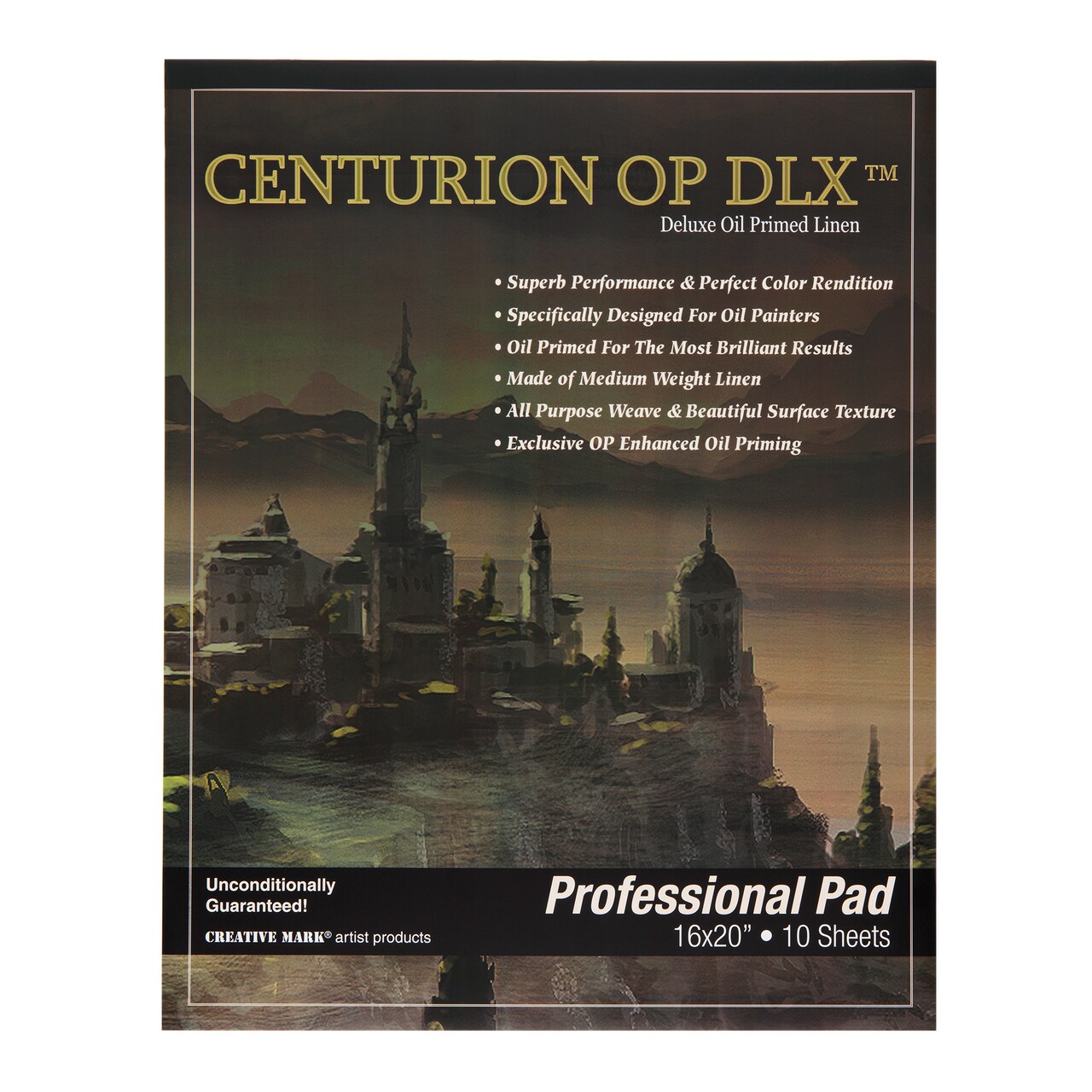 Centurion Deluxe Oil Primed Linen Pad 16"x20" 10 Sheets Per Pad –11 oz. No Bleed Pages, Lightweight, Easy To Travel Canvas Pad for Plein Air Painting